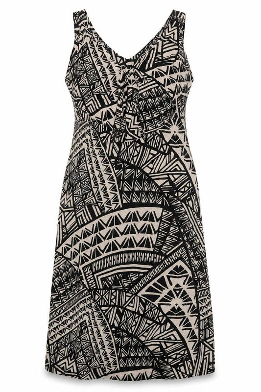 Marks and Spencer Women’s Black Beige Tribal Viscose A-Line Dress UK 14