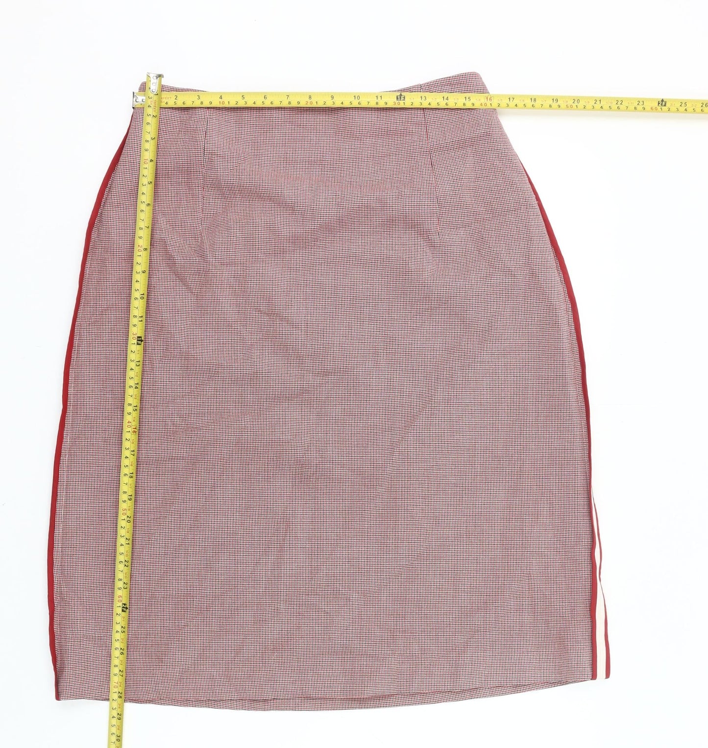Carolyn Donnelly Women Red Check Pencil Skirt UK 16 Workwear