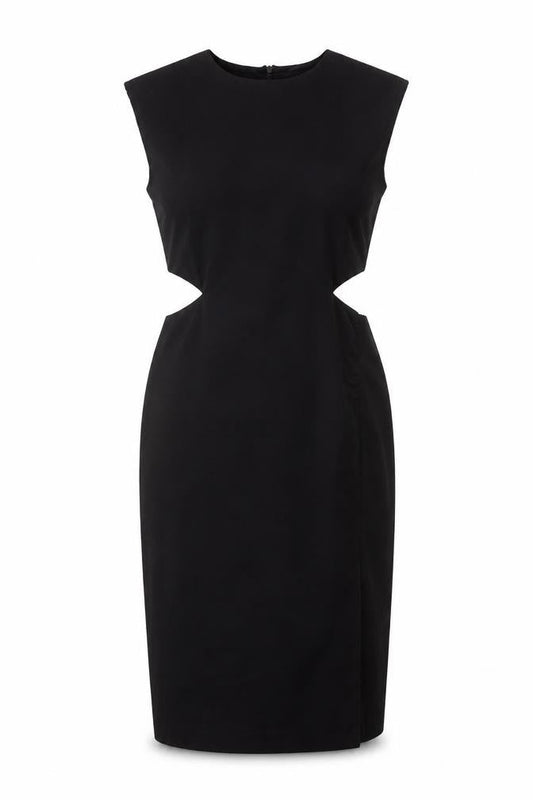 Zara Women Black Short Sleeve Sheath Knee Length Dress S