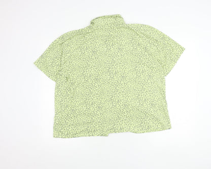 DKNY Women’s Green Leopard Print Pyjama Shirt Top XL