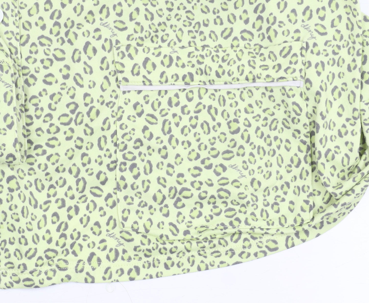 DKNY Women’s Green Leopard Print Pyjama Shirt Top XL