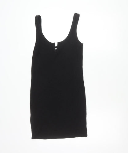 Topshop Womens Black Size 6 Sleeveless Scoop Neck Tank Mini Dress