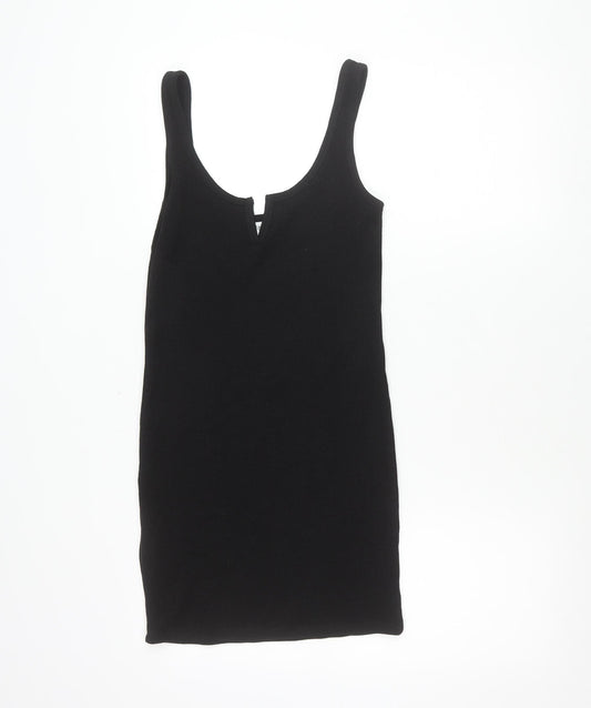 Topshop Womens Black Size 6 Sleeveless Scoop Neck Tank Mini Dress