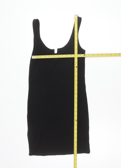 Topshop Womens Black Size 6 Sleeveless Scoop Neck Tank Mini Dress