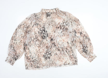 Lipsy Women’s Multicoloured Animal Print Chiffon Blouse UK 14
