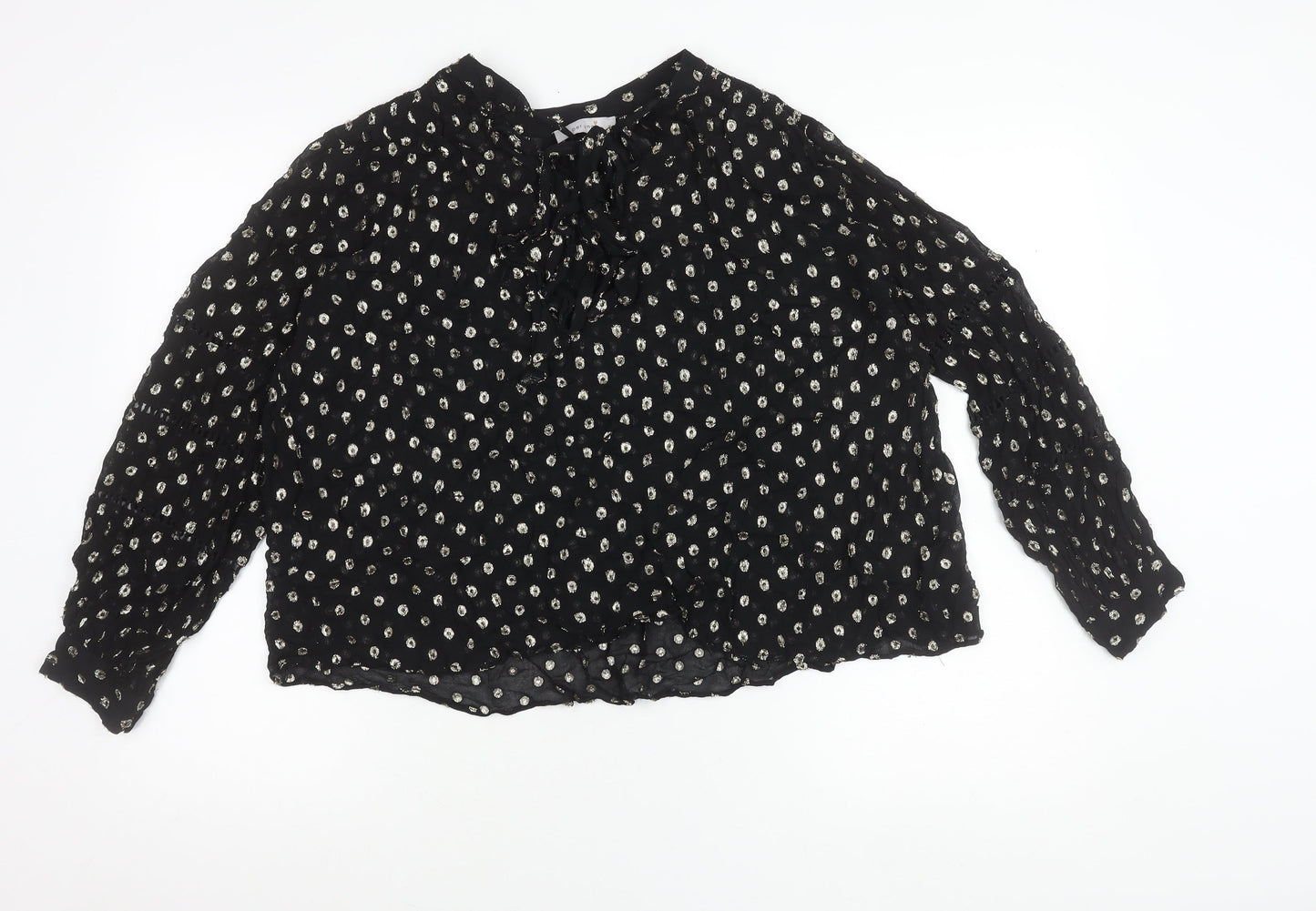 Marks and Spencer Per Una Womens Black Metallic Spot Blouse Size 14