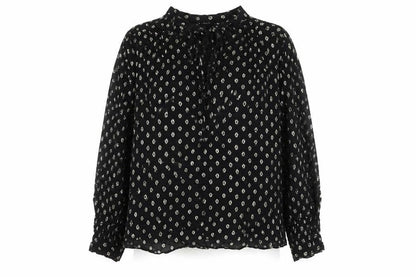 Marks and Spencer Per Una Womens Black Metallic Spot Blouse Size 14