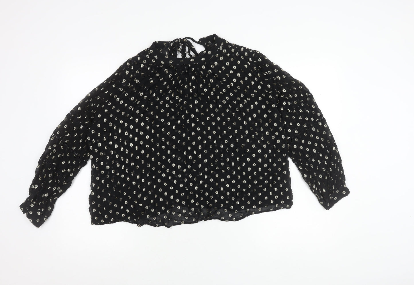 Marks and Spencer Per Una Womens Black Metallic Spot Blouse Size 14