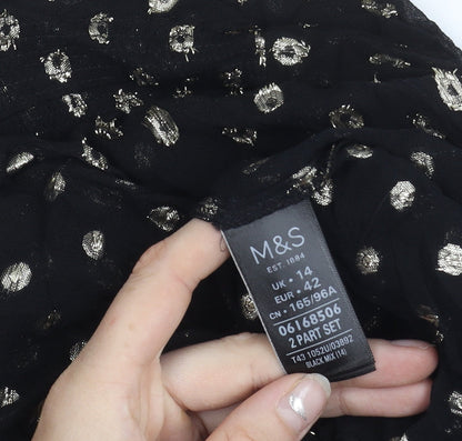 Marks and Spencer Per Una Womens Black Metallic Spot Blouse Size 14