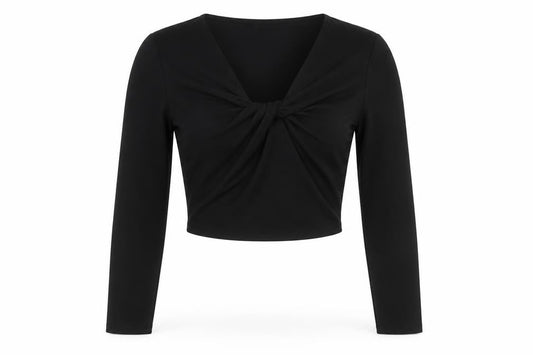 Zara Women’s Black Cropped Long Sleeve Bow Blouse Size S