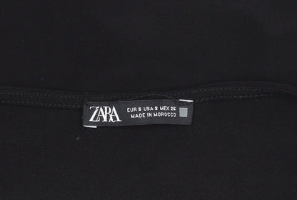 Zara Women’s Black Cropped Long Sleeve Bow Blouse Size S