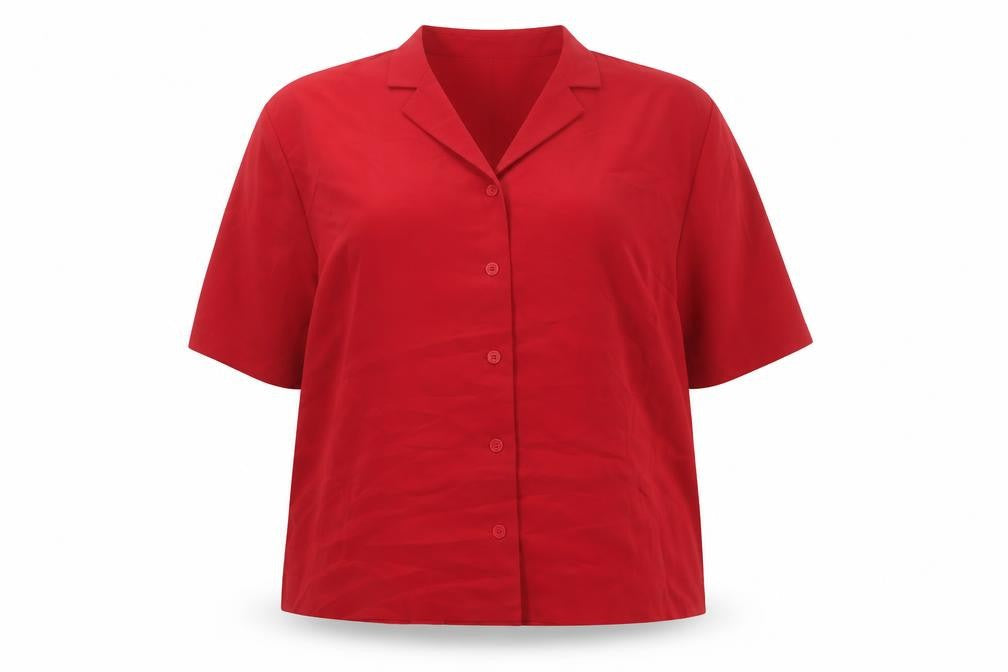 Compliments Womens Red Button-Up Short Sleeve Blouse Size 22
