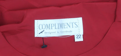 Compliments Womens Red Button-Up Short Sleeve Blouse Size 22
