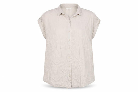 H&M Mama Womens Beige Button-Up Shirt Size 16 Short Sleeve Viscose