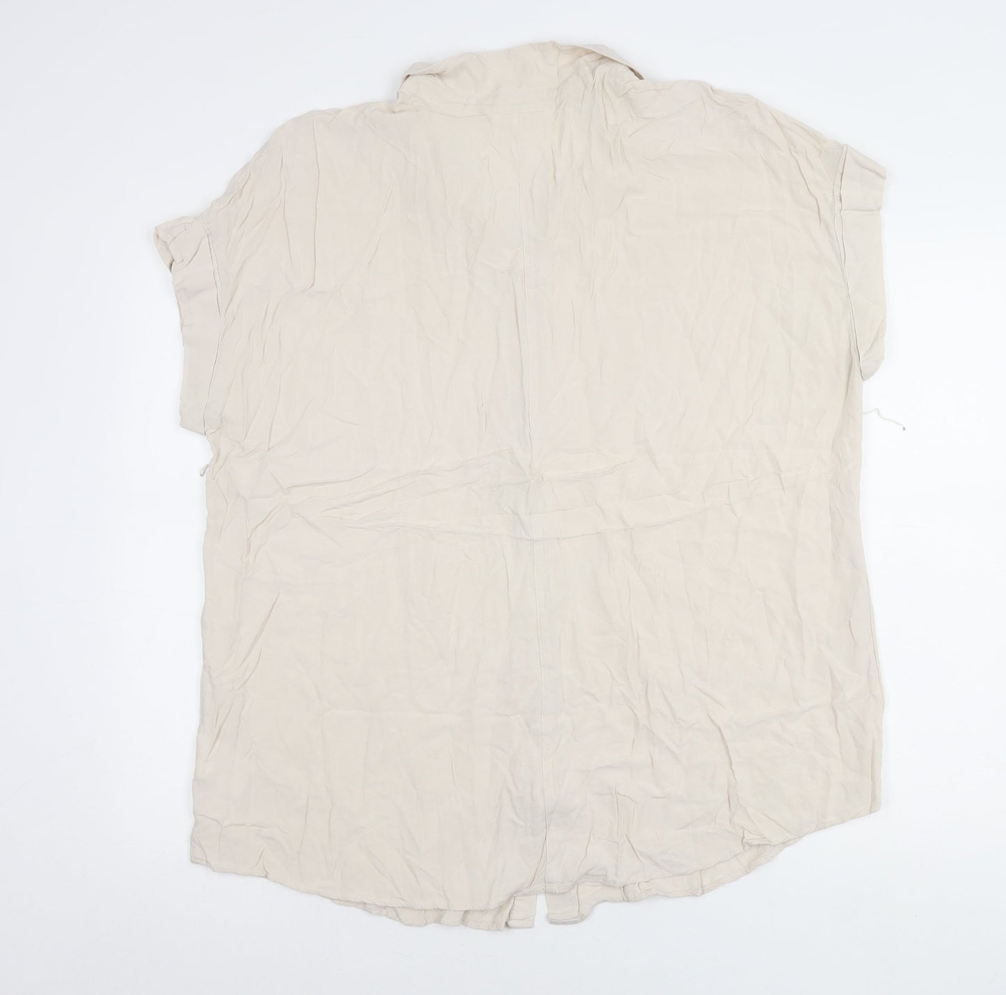 H&M Mama Womens Beige Button-Up Shirt Size 16 Short Sleeve Viscose