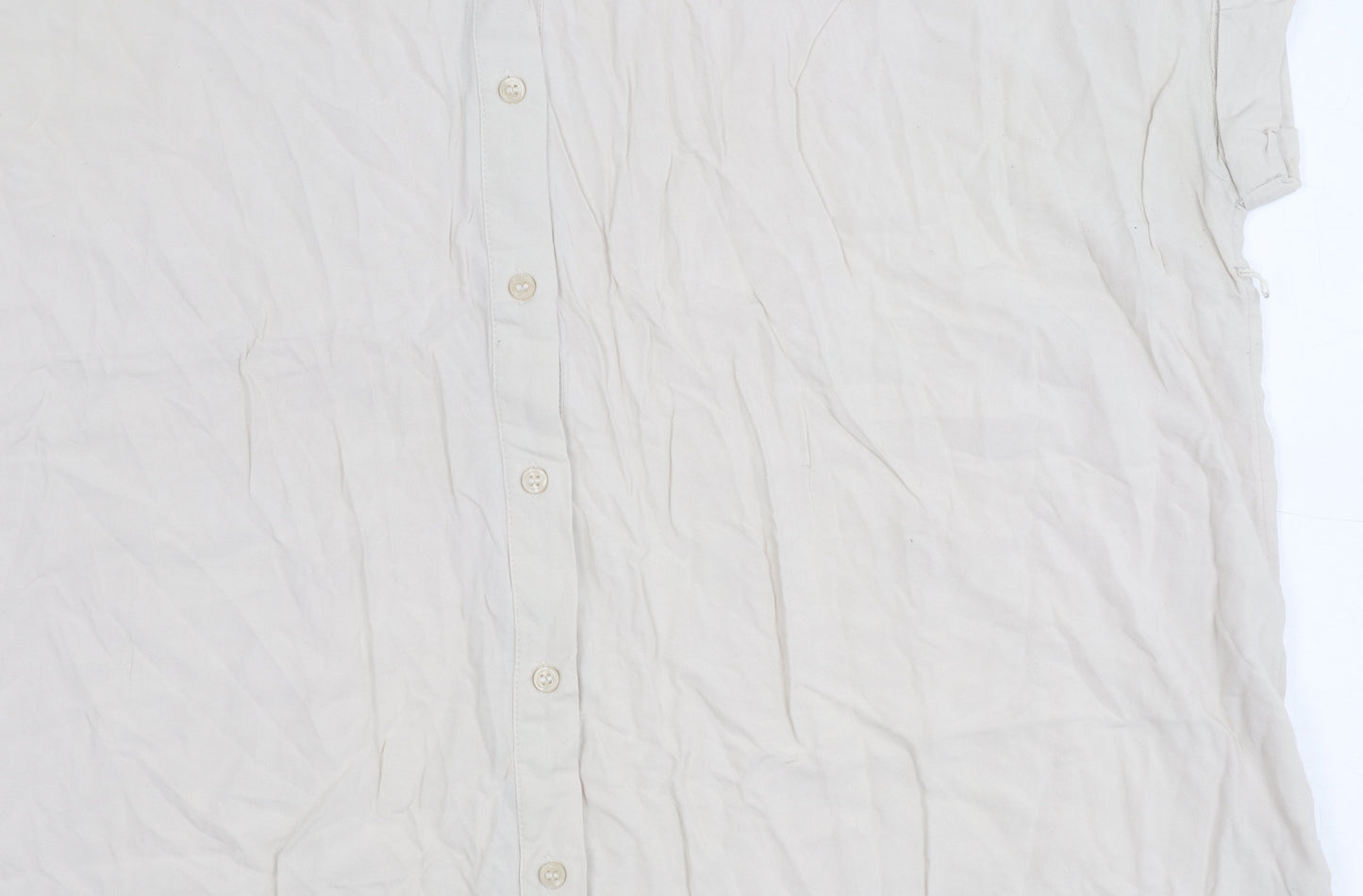 H&M Mama Womens Beige Button-Up Shirt Size 16 Short Sleeve Viscose