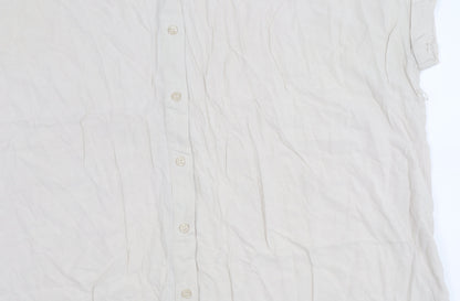 H&M Mama Womens Beige Button-Up Shirt Size 16 Short Sleeve Viscose