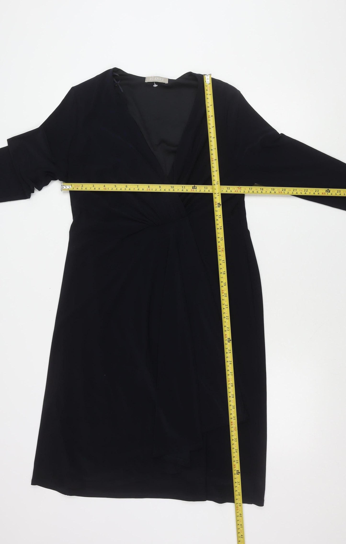 Planet Women’s Navy Blue Size 12 Wrap Dress Long Sleeve Knee Length
