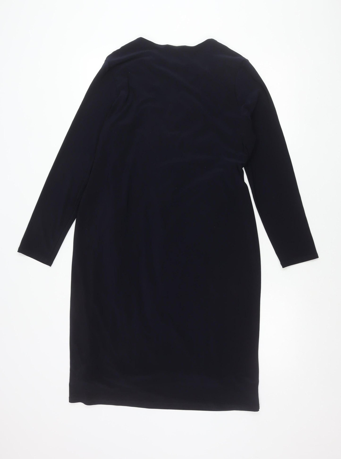 Planet Women’s Navy Blue Size 12 Wrap Dress Long Sleeve Knee Length