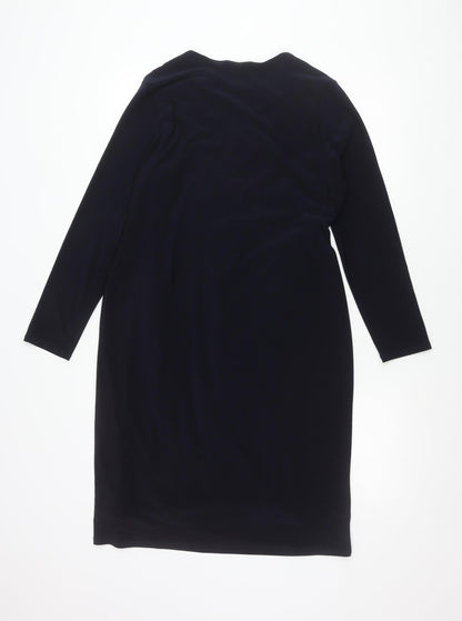Planet Women’s Navy Blue Size 12 Wrap Dress Long Sleeve Knee Length