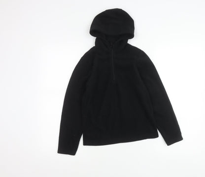 Mountain Warehouse Girls Black Fleece Hoodie 9-10 Years Pullover 1/2 Zip