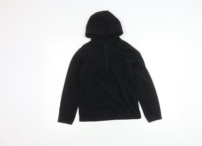 Mountain Warehouse Girls Black Fleece Hoodie 9-10 Years Pullover 1/2 Zip