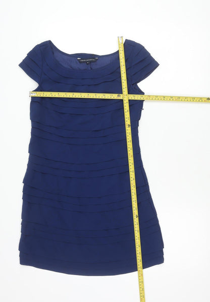 French Connection Women’s Blue Sheath Dress Size 6 Pleated Short