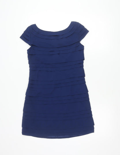 French Connection Women’s Blue Sheath Dress Size 6 Pleated Short