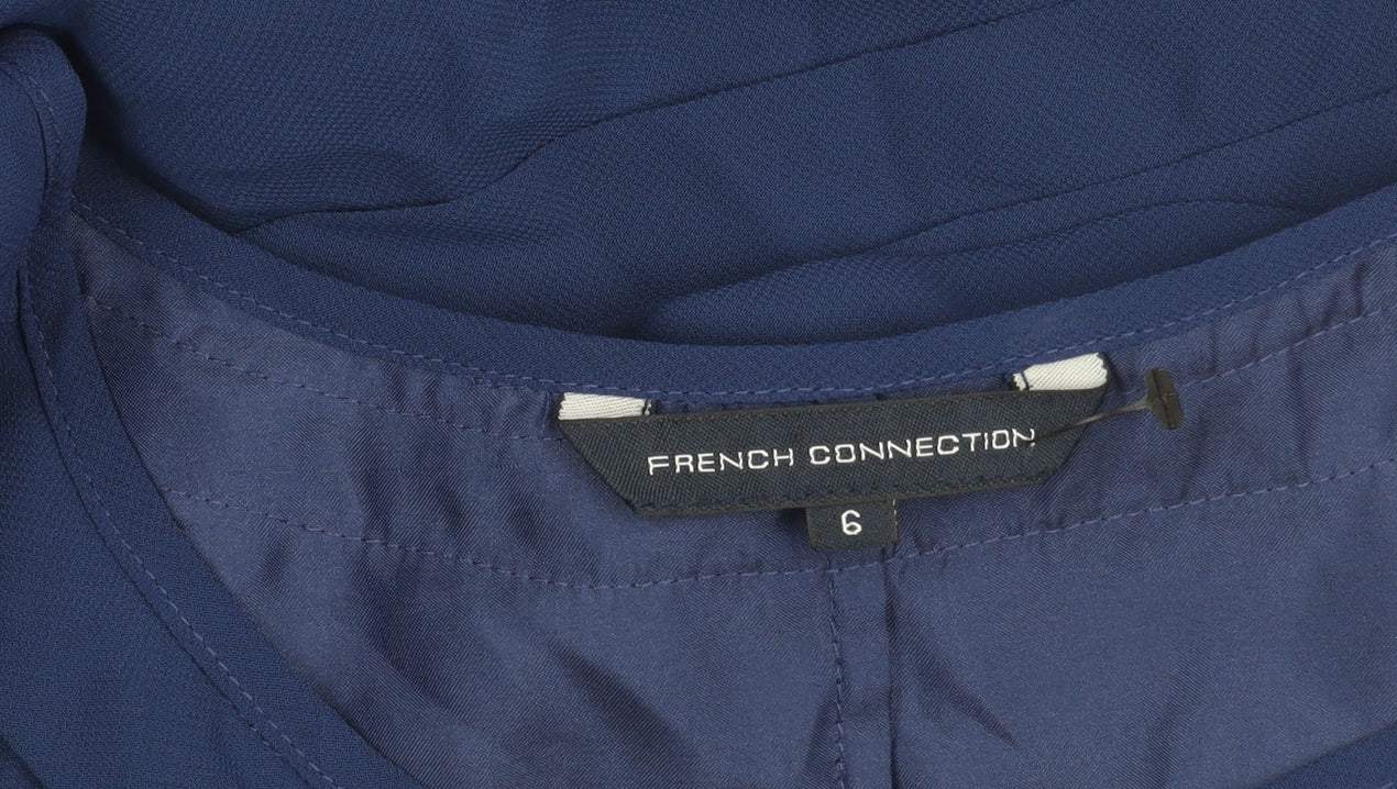 French Connection Women’s Blue Sheath Dress Size 6 Pleated Short