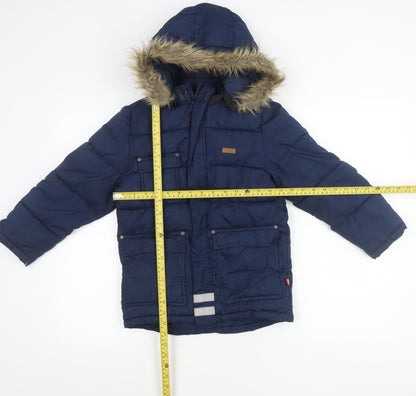 Lego Wear Boys Blue 8 Years Winter Puffer Jacket Hooded Faux Fur Trim