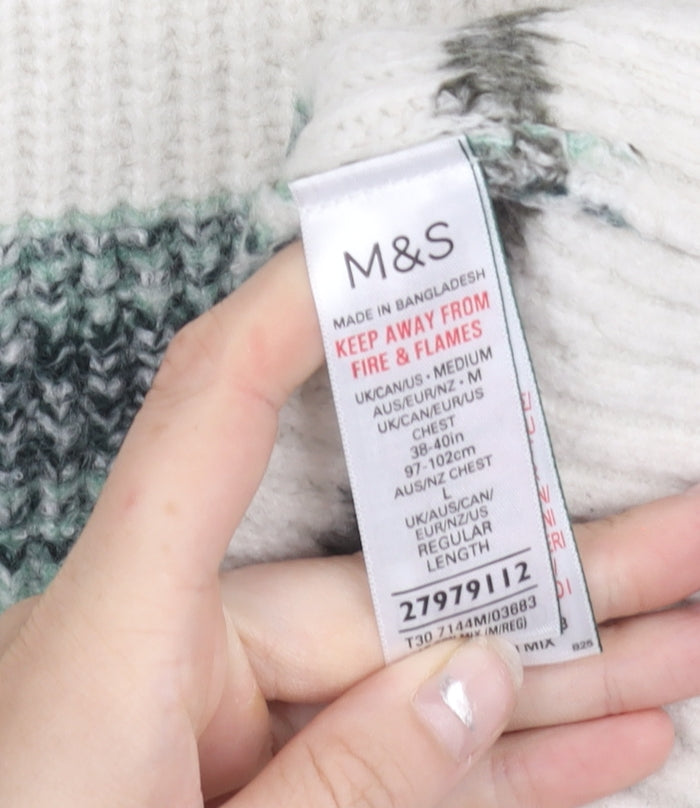 Marks and Spencer Men’s Multicoloured Striped Knit Pullover Jumper M