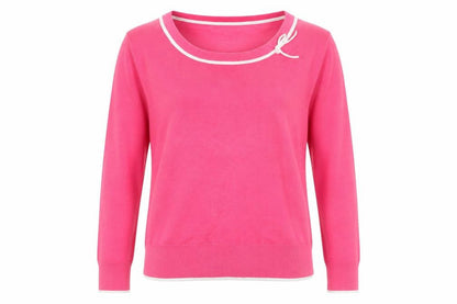 M&Co Women’s Pink Scoop Neck Bow Accent Pullover Jumper Size 16