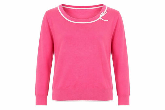 M&Co Women’s Pink Scoop Neck Bow Accent Pullover Jumper Size 16