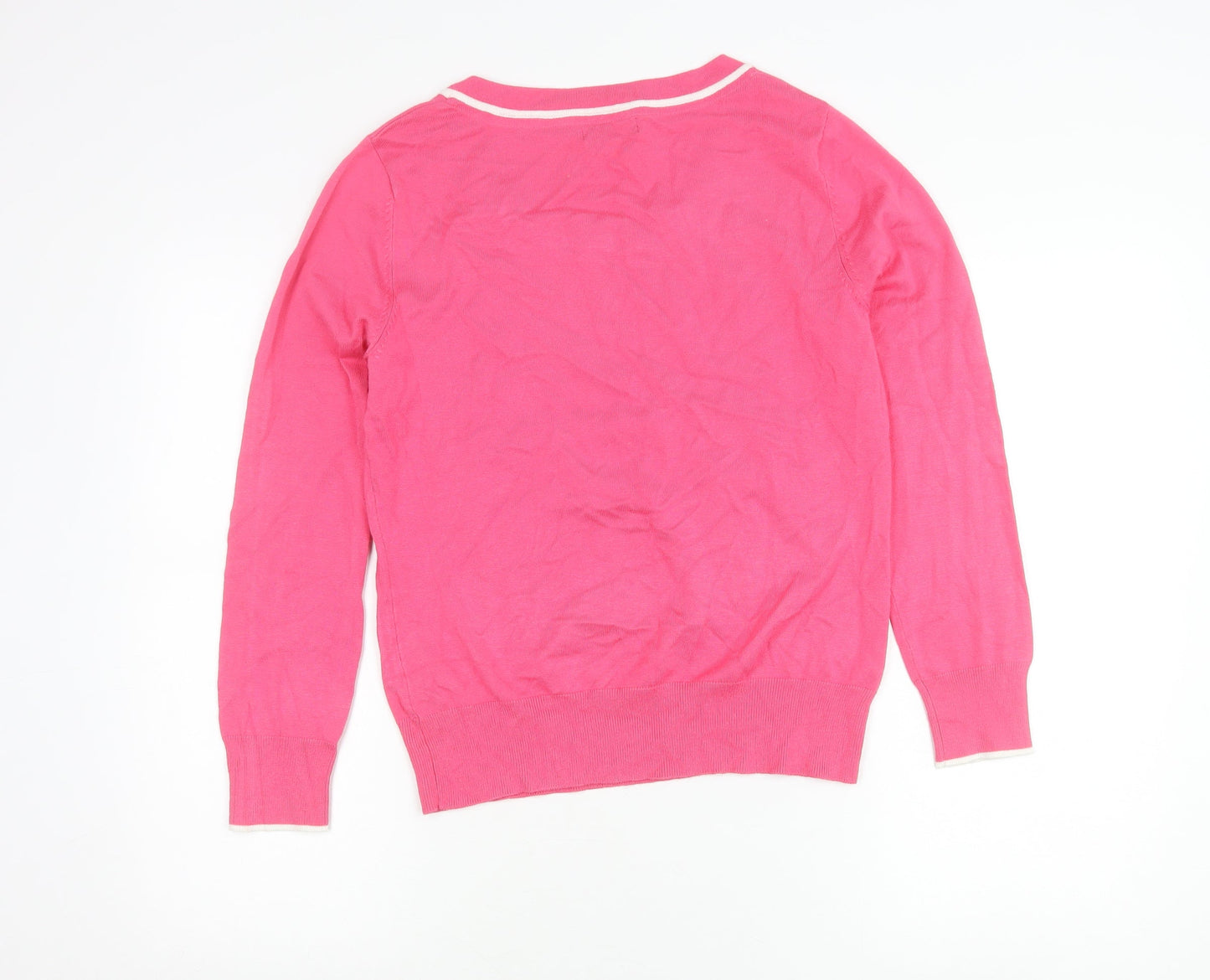 M&Co Women’s Pink Scoop Neck Bow Accent Pullover Jumper Size 16