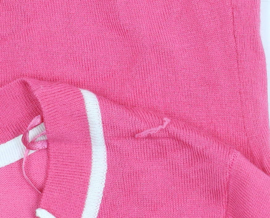 M&Co Women’s Pink Scoop Neck Bow Accent Pullover Jumper Size 16