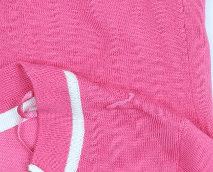 M&Co Women’s Pink Scoop Neck Bow Accent Pullover Jumper Size 16