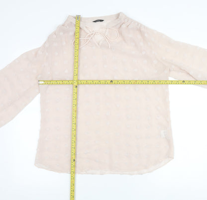 Roman Women Beige Polka Dot Tunic Blouse Size 16 Long Sleeve Sheer