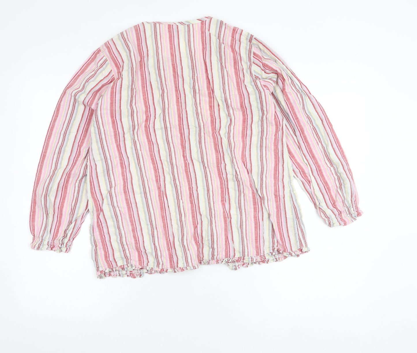 Macro Jones Women’s Pink Striped Cotton Tunic Shirt L