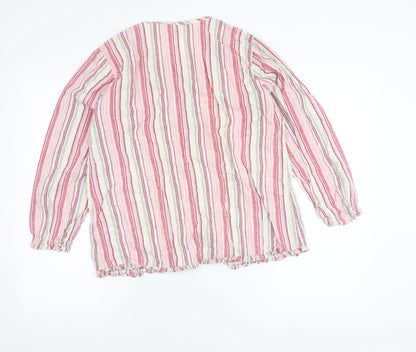 Macro Jones Women’s Pink Striped Cotton Tunic Shirt L