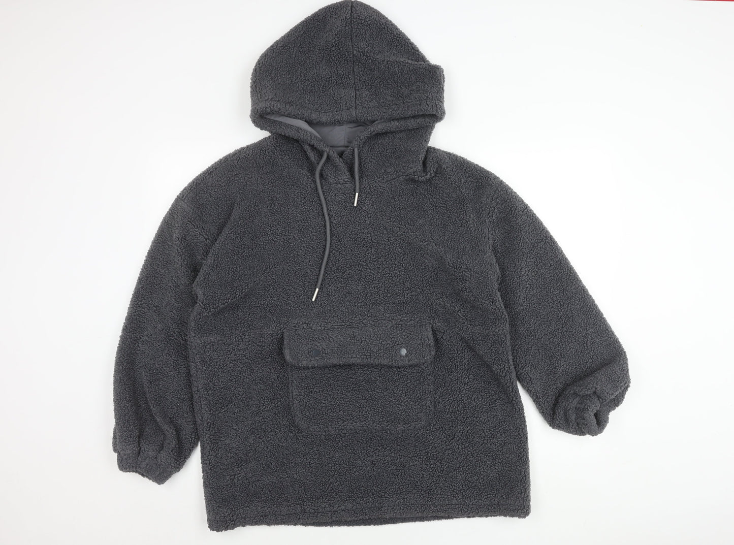Nasty Gal Women’s Grey Hooded Pullover Hoodie Size 10 Fleece