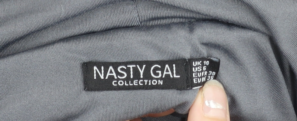 Nasty Gal Women’s Grey Hooded Pullover Hoodie Size 10 Fleece