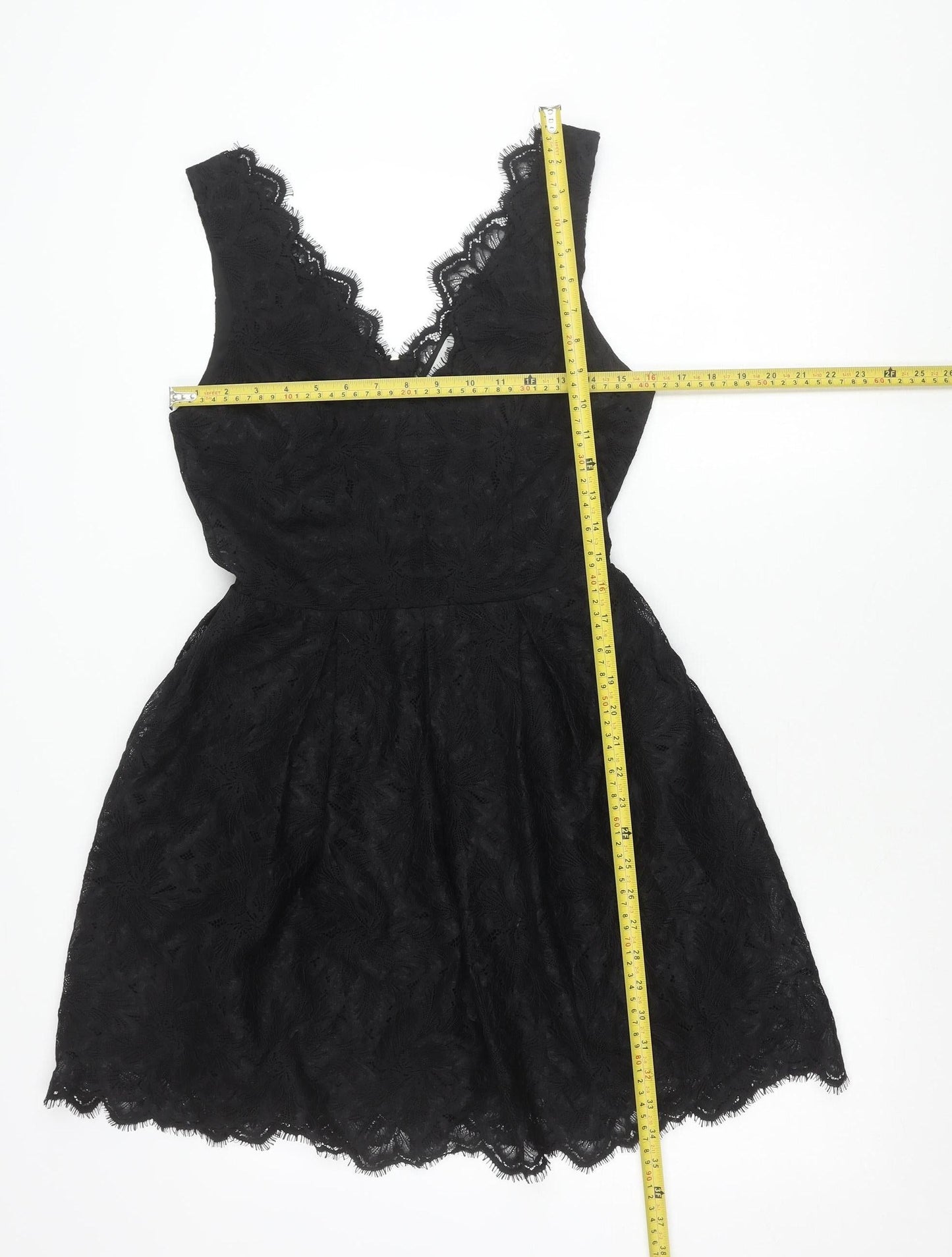H&M Women Black Lace Fit & Flare Dress Size 8 Party Cocktail
