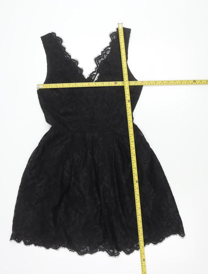 H&M Women Black Lace Fit & Flare Dress Size 8 Party Cocktail