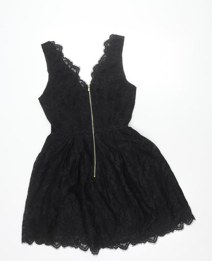 H&M Women Black Lace Fit & Flare Dress Size 8 Party Cocktail