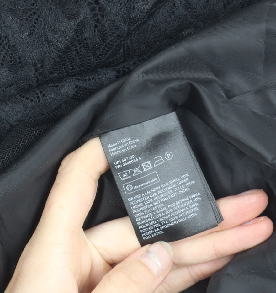 H&M Women Black Lace Fit & Flare Dress Size 8 Party Cocktail