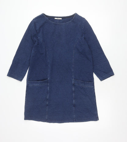 Tu Women Blue Shift Dress Size 10 Knee Length 3/4 Sleeve