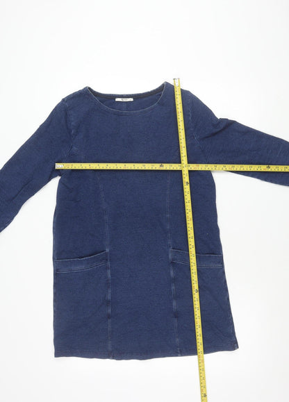 Tu Women Blue Shift Dress Size 10 Knee Length 3/4 Sleeve