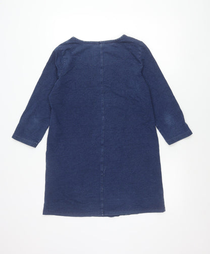 Tu Women Blue Shift Dress Size 10 Knee Length 3/4 Sleeve