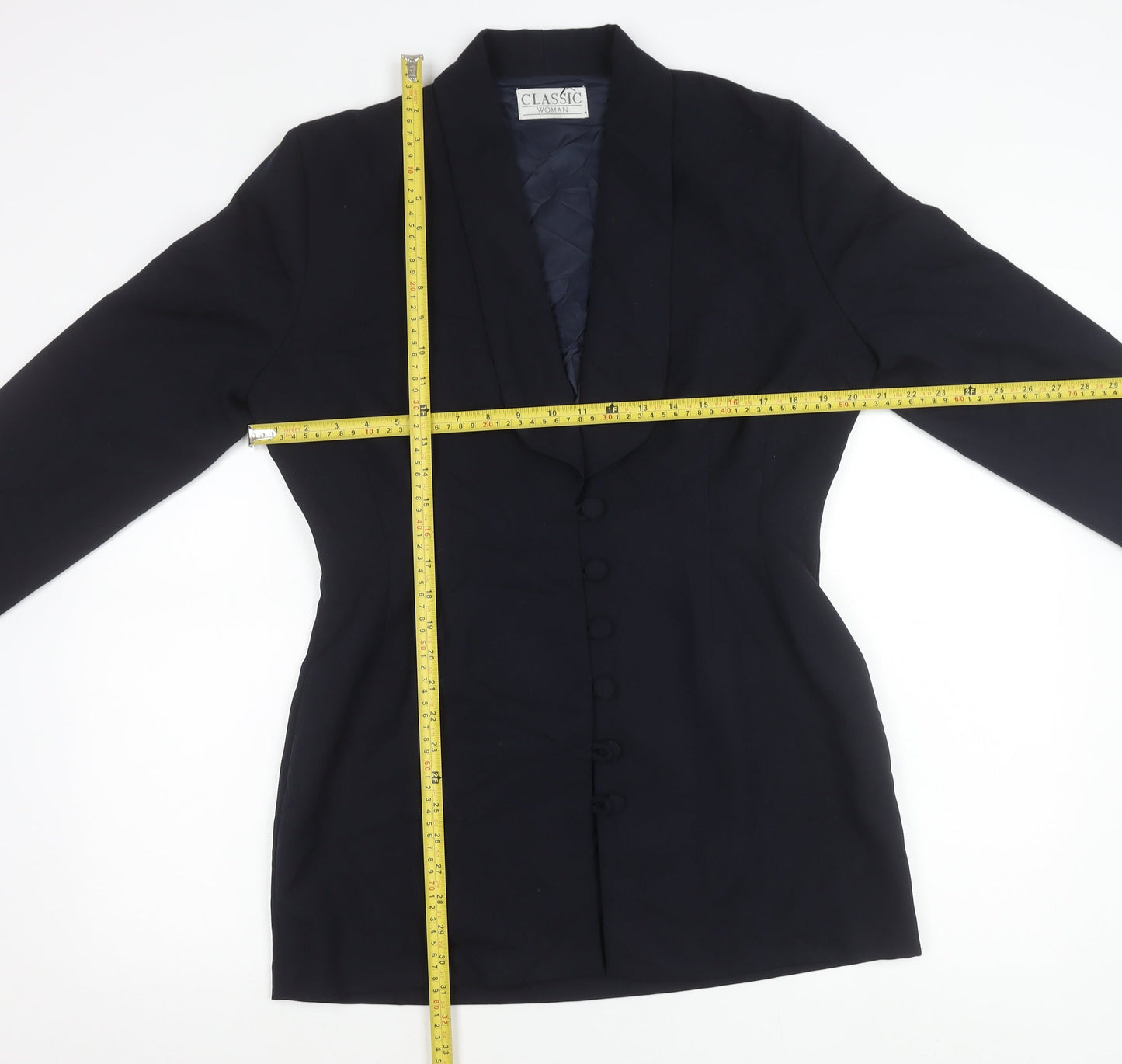 Classic Woman Black Shawl Collar Suit Jacket Size 14 Women’s Formal Workwear