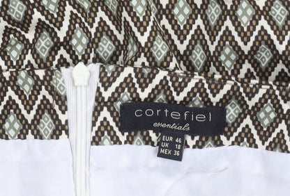 Cortefiel Women Brown Geometric Pencil Skirt Size 18 Lined Workwear